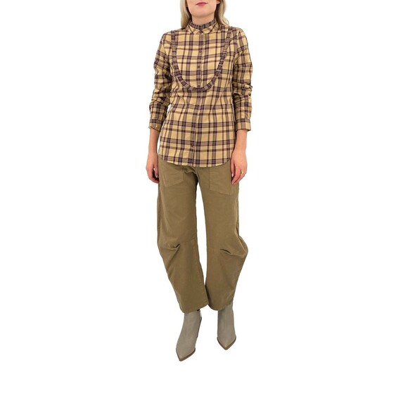 Nili Lotan Greta Plaid Blouse Shirt Top Buttondown Cotton Print Ruffle M 252872 - Picture 2 of 7